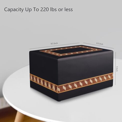 جرة حرق جثث كبيرة من ZIYA لرماد الإنسان والذكور البالغين - صندوق جرة خشبية تذكارية ونعش للرجال والنساء - جرة دفن للبالغين - تصميم حدود سوداء جرة مزخرفة كبيرة للأب والأم in Kuwait