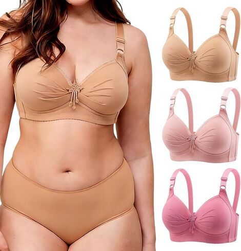 3PCs Wireless Bras for Women - Ultra Comfort Seamless Full Coverage Large Bust, Non Padded Comfy Support Everyday Bra in Saudi Arabia