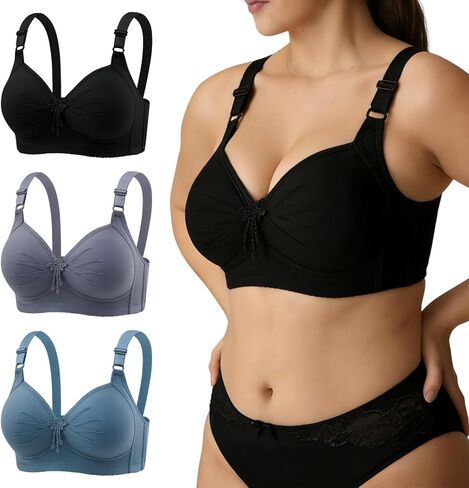 3PCs Wireless Bras for Women - Ultra Comfort Seamless Full Coverage Large Bust, Non Padded Comfy Support Everyday Bra in Saudi Arabia