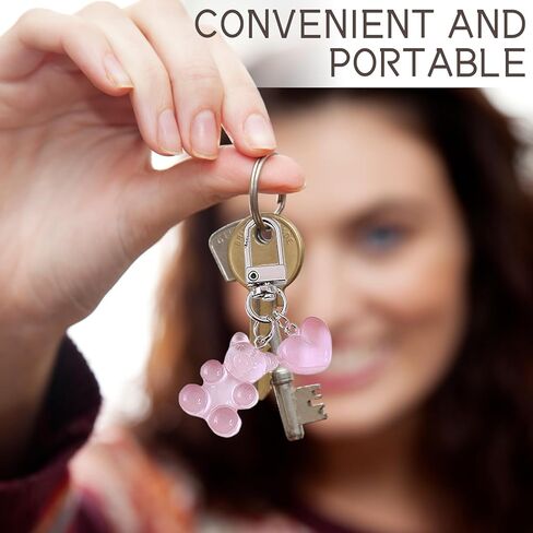 Tizee 5-Pack Colorful Gummy Bear Keychain with Heart Pendant - Creative Bag Charm for Car Keys, Cellphones, Backpacks, Resin Animal Shaped Decor Accessory in Kuwait