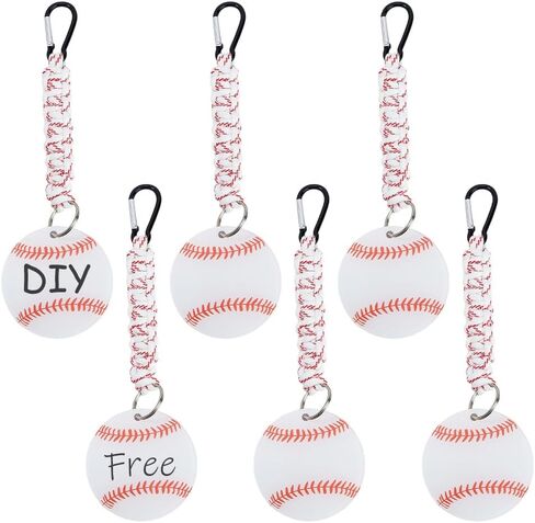 6Pcs Baseball Braided Lanyard Keychain Baseball Acrylic Pendant Decorations with Iron Rings Polyester Braiding Keychain for Sports Eenthusiast Game Day Team Gift in Saudi Arabia