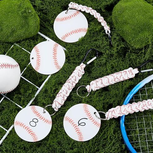 6Pcs Baseball Braided Lanyard Keychain Baseball Acrylic Pendant Decorations with Iron Rings Polyester Braiding Keychain for Sports Eenthusiast Game Day Team Gift in Saudi Arabia