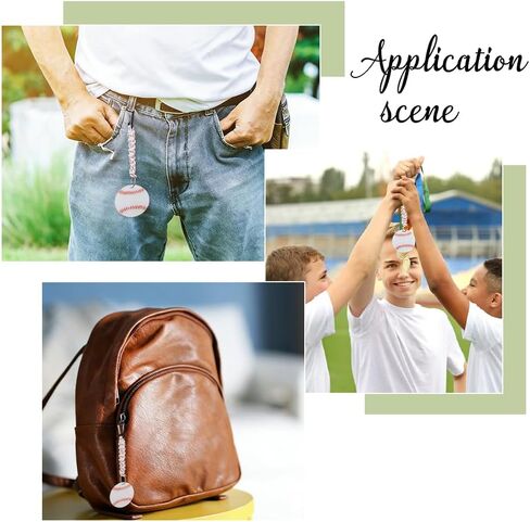 6Pcs Baseball Braided Lanyard Keychain Baseball Acrylic Pendant Decorations with Iron Rings Polyester Braiding Keychain for Sports Eenthusiast Game Day Team Gift in Saudi Arabia