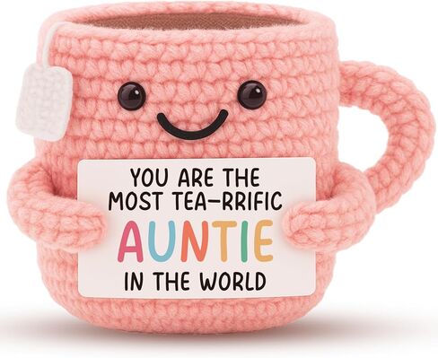 Funny Coworkers Gifts for Women, Men - Work Bestie Gift - Leaving, Farewell, Birthday, Christmas Gift for Colleague - Cute Crochet Teacup Crochet Teacup Office Desk Decor in Kuwait