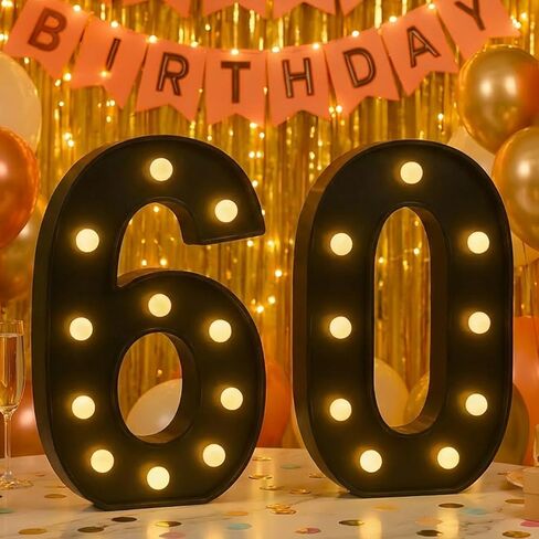 Black 50th Birthday Decorations for Him Her, LED Light Up Numbers 50 Sign Battery-Operated Light-Up Party Decoration 50th birthday gifts for Her in Saudi Arabia