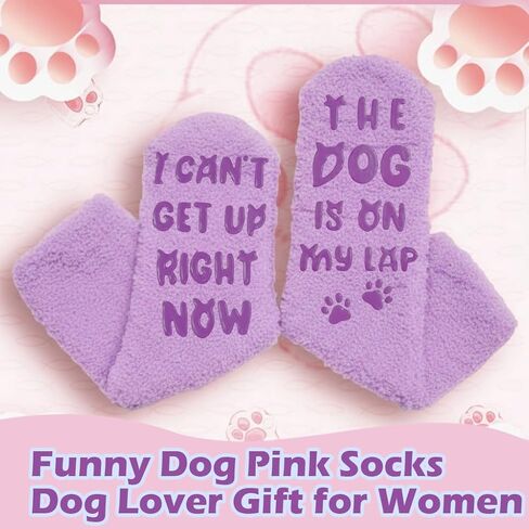 Mothers Day Gifts for Mom Grandma Wife- Funny Dog Mom Fuzzy Slipper Socks, Teacher Appreciation Gifts for Women, Christmas Purple Gifts for Dog Lovers in Kuwait