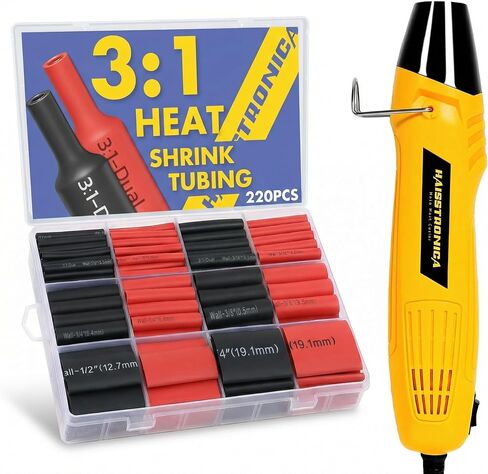 haisstronica 420PCS Heat Shrink Tubing Kit, 3:1 Adhesive Lined Heat Shrink Tube with 350W Mini Heat Gun, Waterproof Insulated Shrink Wrap for Automotive Marine Wiring Repair in Saudi Arabia
