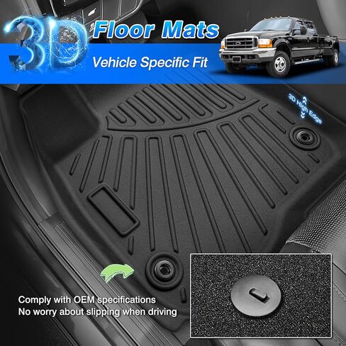 F250 Floor Mats - Car Mats for Ford F250 F350 1999-2007 (Only for Crew Cab) Super Duty, All Weather Floor Mat for F350 Accessories, Heavy Duty Rubber Mats, Car Accessories in Saudi Arabia