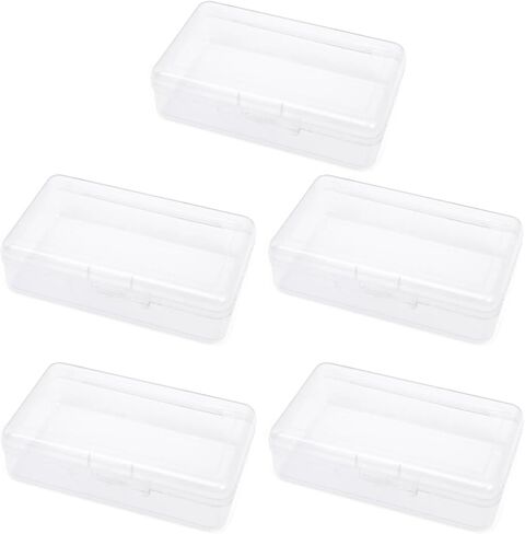 5PCS Mini Clear Plastic Jewelry Boxes, Storage Box with Lid, Small Storage Containers, Travel Case for Beads, Small Items, Cards, Jewelry, Earring, Crafts, Hardware, 4.5 x 3.3 x 1.1 Inches in Kuwait