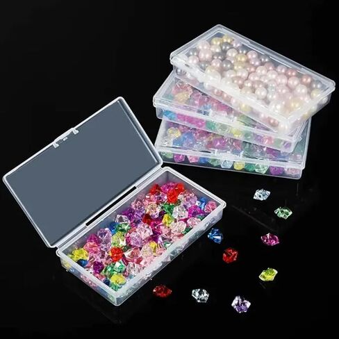5PCS Mini Clear Plastic Jewelry Boxes, Storage Box with Lid, Small Storage Containers, Travel Case for Beads, Small Items, Cards, Jewelry, Earring, Crafts, Hardware, 4.5 x 3.3 x 1.1 Inches in Kuwait