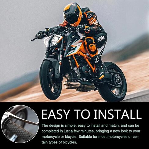 2 PCS Dirt Bike Grips, 7/8" 22mm Non-Slip Rubber Motorcycle Handlebar Grips, Bike Handlebar Aluminum Alloy Single Side Lock-On Grip Sleeve, Universal for Motorcycles & Bicycles (Black) in Kuwait