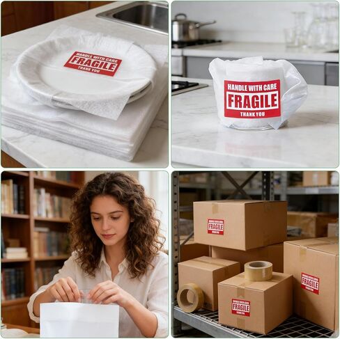 350 Pcs Dish Packing Supplies for Moving, 250 Cushion Foam Pouches(4 Sizes 16x12'',12x12'',12x8'',8x8'') and Foam Sheets(12x12'') with 100 Fragile Stickers for Packing,Storage,Shipping in Kuwait