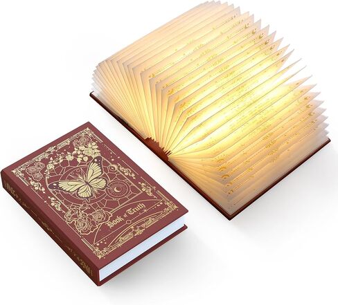 Magic Truth Book Light - Rechargeable LED Book Lamp for Home Decor, Ideal Christmas & Bookworm Gifts with Gold Foil Embossed Cover, Warm White Light for Entertainment & Relaxation (Black) in Kuwait