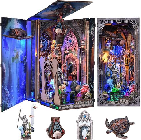 Book Nook Kit, LED 3D Wooden Puzzle with Dust Cover, 460 Wooden Pieces, DIY Bookshelf Insert Decor Gifts for Book Lovers (Sewing Room) in Saudi Arabia