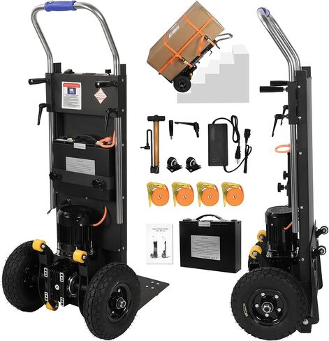 شاحنة يدوية لتسلق السلالم الكهربائية دوللي بقدرة 1500 وات، مزودة بإطارات مضادة للانزلاق مقاس 10 بوصات، وعربة تسلق السلالم تعمل بالطاقة للأجهزة والأثاث ونقل المستودعات (سعة 900 رطل) in Kuwait