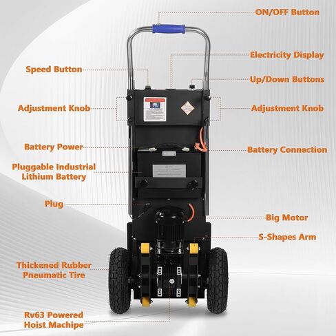 شاحنة يدوية لتسلق السلالم الكهربائية دوللي بقدرة 1500 وات، مزودة بإطارات مضادة للانزلاق مقاس 10 بوصات، وعربة تسلق السلالم تعمل بالطاقة للأجهزة والأثاث ونقل المستودعات (سعة 900 رطل) in Kuwait