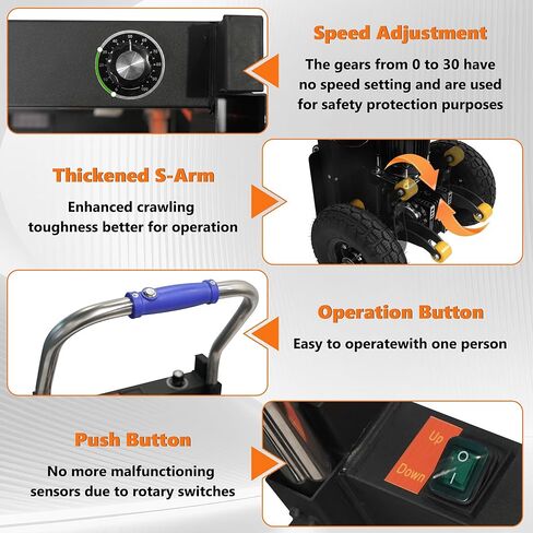 شاحنة يدوية لتسلق السلالم الكهربائية دوللي بقدرة 1500 وات، مزودة بإطارات مضادة للانزلاق مقاس 10 بوصات، وعربة تسلق السلالم تعمل بالطاقة للأجهزة والأثاث ونقل المستودعات (سعة 900 رطل) in Kuwait