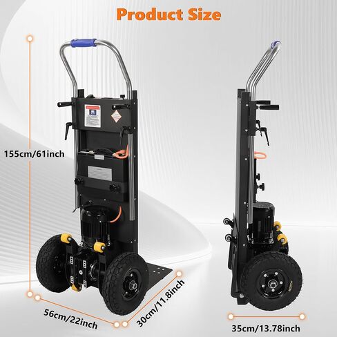 شاحنة يدوية لتسلق السلالم الكهربائية دوللي بقدرة 1500 وات، مزودة بإطارات مضادة للانزلاق مقاس 10 بوصات، وعربة تسلق السلالم تعمل بالطاقة للأجهزة والأثاث ونقل المستودعات (سعة 900 رطل) in Kuwait