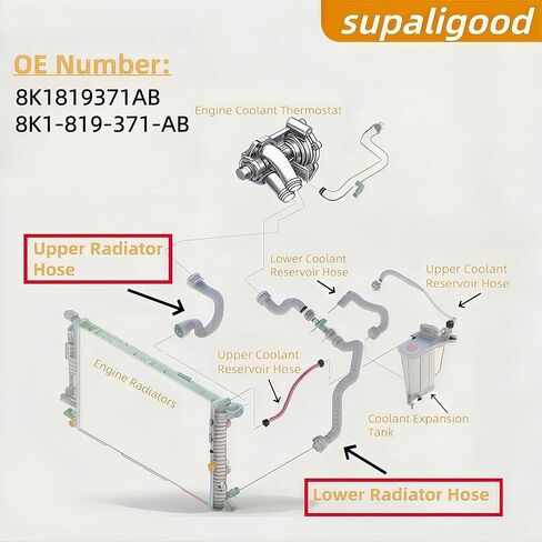 Heater Hose for Audi A4 2009-2013 A4 Quattro 2008-2012 Good Sealing No.8K1819371AB in Kuwait