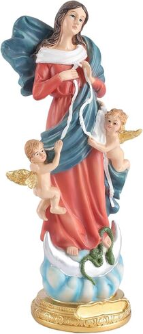 تمثال Our Lady Undoer of Knots - تمثال ديني لماري Untier of Knots مقاس 8.5 بوصة، منحوتة كاثوليكية من الراتنج مرسومة يدويًا للشفاء والسلام والأوقات الصعبة - Virgen Desatanudos in Kuwait