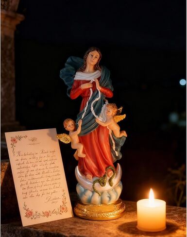 Our Lady Undoer of Knots Statue - 8.5 Inch Mary Untier of Knots Religious Figurine Hand Painted Resin Catholic Sculpture for Healing, Peace, and Difficult Times - Virgen Desatanudos in Saudi Arabia