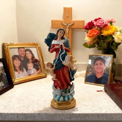 Our Lady Undoer of Knots Statue - 8.5 Inch Mary Untier of Knots Religious Figurine Hand Painted Resin Catholic Sculpture for Healing, Peace, and Difficult Times - Virgen Desatanudos in Saudi Arabia
