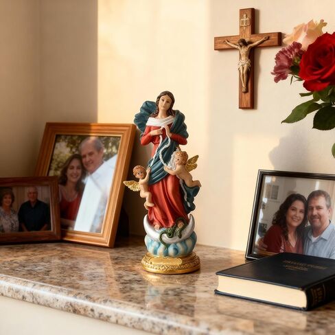 Our Lady Undoer of Knots Statue - 8.5 Inch Mary Untier of Knots Religious Figurine Hand Painted Resin Catholic Sculpture for Healing, Peace, and Difficult Times - Virgen Desatanudos in Saudi Arabia