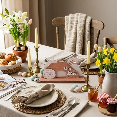 Blulu Empty Tomb Easter Scene and Christian Decoration Wooden Easter Resurrection Scene He is Risen Jesus Tomb Tray Set Nativity Jesus Scenes Decor for Religious Home Spring Decor Christian Gifts in Saudi Arabia