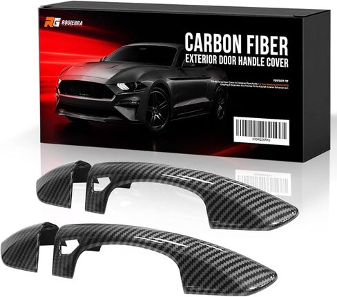 Carbon Fiber Exterior Door Handle Cover for Ford Mustang 2015-2023 – Front Driver & Passenger Side Trim Protector Accessories (Black Carbon Fiber) in Saudi Arabia