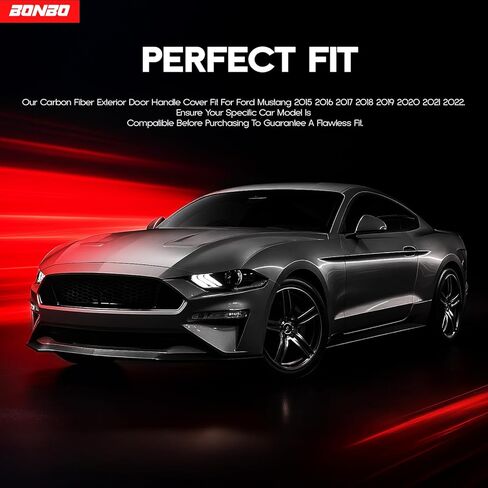 Carbon Fiber Exterior Door Handle Cover for Ford Mustang 2015-2023 – Front Driver & Passenger Side Trim Protector Accessories (Black Carbon Fiber) in Saudi Arabia