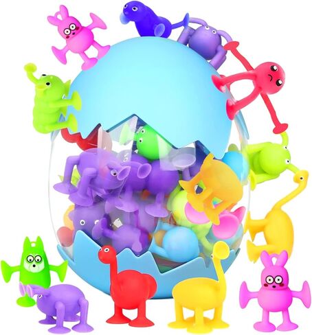 Bath Toys for Kids Toddlers Suction Cup Toys Animals Suction Sensory Toys Family Game Preschool Window Travel Toy Set - 40pcs Large Egg Container in Kuwait