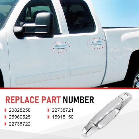 Exterior Door Handle Chrome Replacement for Chevy Silverado Suburban Tahoe Avalanche Sierra Yukon Escalade 2007-2014, Replace 20828258, 22738721 in Saudi Arabia