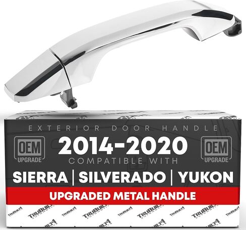 T1A Exterior Rear Driver or Passenger Door Handle & Cover, Upgraded Metal - Compatible with 2014-2018 Chevrolet Silverado; 14-18 GMC Sierra 1500 2500 3500 - All Chrome - OEM 22923598, 22923594, 82397 in Saudi Arabia