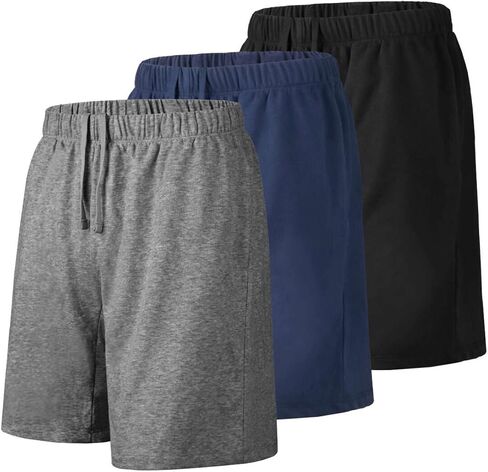 Liloak Mens Shorts Multipack 7 in Cotton Casual Athletic Gym Knit Short with Pockets, Soft Pajama Lounge Sleep Shorts in Kuwait