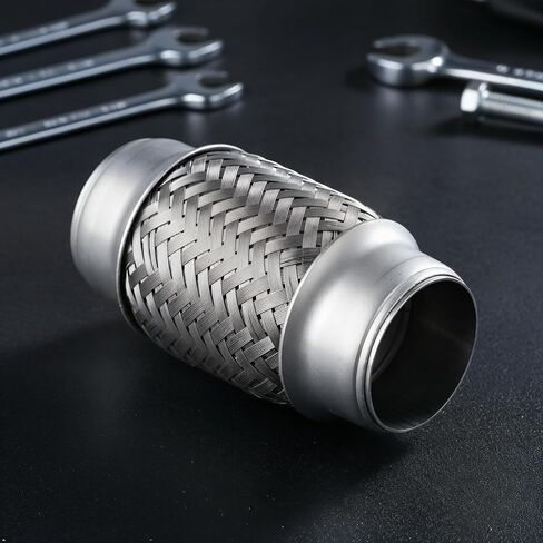 Exhaust Flex Pipe Adaptor, 1.5" x 4" Durable Universal Stainless Steel SS Double Braided Flex Pipe Exhaust Adaptor Piping in Kuwait