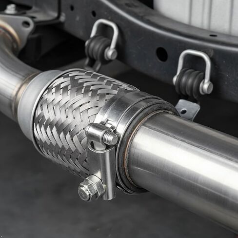 Exhaust Flex Pipe Adaptor, 1.5" x 4" Durable Universal Stainless Steel SS Double Braided Flex Pipe Exhaust Adaptor Piping in Kuwait