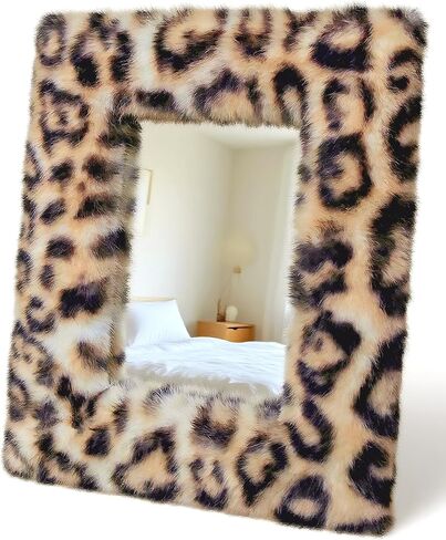 مرآة مكياج صغيرة رائعة للمكتب والجدار، مرآة حائط مكتب ذهبية، Y2K 2000S طباعة الفهد الفهد ستوكهولم ديكور المنزل لغرفة النوم الجمالية in Kuwait