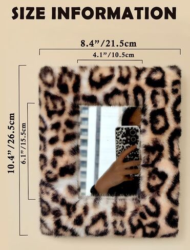 مرآة مكياج صغيرة رائعة للمكتب والجدار، مرآة حائط مكتب ذهبية، Y2K 2000S طباعة الفهد الفهد ستوكهولم ديكور المنزل لغرفة النوم الجمالية in Kuwait