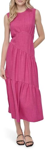 DKNY Women's Sleeveless Jewel Neck Asymmetrical Seams Midi Dress in Saudi Arabia