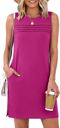 ANRABESS Womens Summer Casual Mini Dresses 2026 Sleeveless Crewneck Wrinkle-Free Sundress Beach Vacation Short Tank Dress in Saudi Arabia