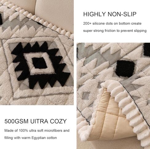 Boho Couch Covers for Pets Washable Sofa Covers for Dogs Cats Sofa SlipCover for 3-4 Cushion Couches Pet-Friendly Anti-Slip Sofa Covers for Living Room (27.6" x 83", Black) in Kuwait