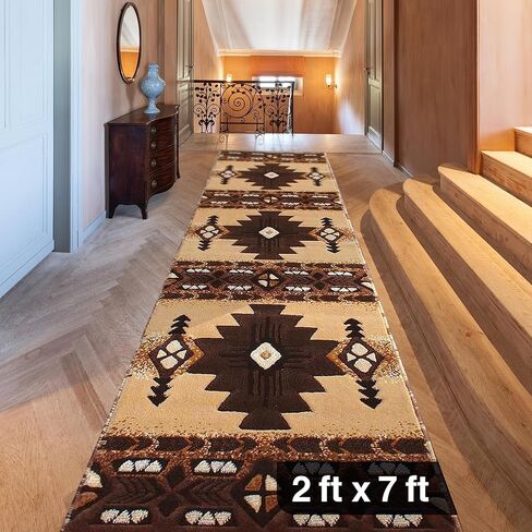 سجادة YHSF جنوب غرب أمريكا الأصلية C318 - سهلة التنظيف، سميكة، ناعمة، متينة، سجادة مستوحاة من القبائل الأمريكية الأصلية لغرفة النوم/غرفة المعيشة والمزيد - بربري، 2 قدم × 7 أقدام in Kuwait