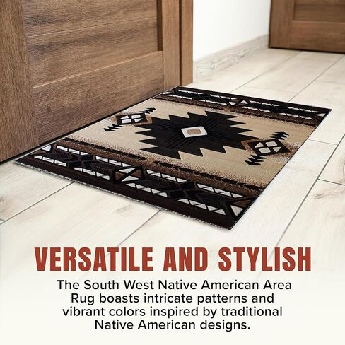 سجادة YHSF جنوب غرب أمريكا الأصلية C318 - سهلة التنظيف، سميكة، ناعمة، متينة، سجادة مستوحاة من القبائل الأمريكية الأصلية لغرفة النوم/غرفة المعيشة والمزيد - بربري، 2 قدم × 7 أقدام in Kuwait