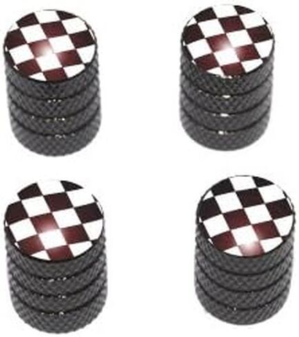 Checkered Flag - Racing Tire Rim Valve Stem Caps - Black in Saudi Arabia