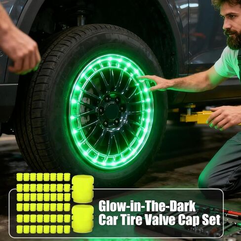 50 Pieces Glow in Dark Cover | Tire Caps | Night Rider Cover,for Automotive Vehicle Motorcycles Bicycles Night Outdoor Garage Sport Wheel in Saudi Arabia