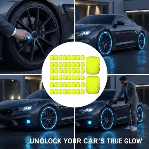 50 Pieces Glow in Dark Cover | Tire Caps | Night Rider Cover,for Automotive Vehicle Motorcycles Bicycles Night Outdoor Garage Sport Wheel in Saudi Arabia