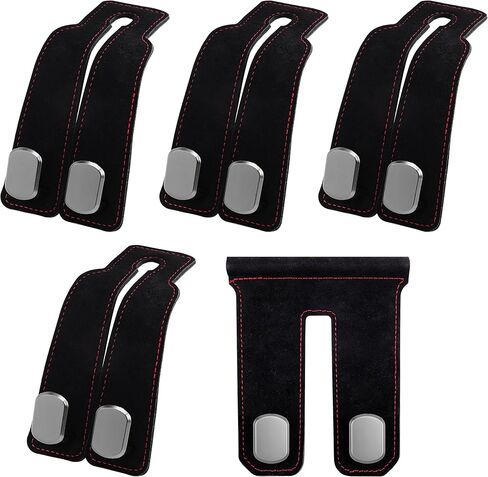 DF DUALFERV Purse Hook for Car, 5 Pack Black Metal Multifunctional Purse Holder for Car, Space-Saving Secure-Hold Premium Suede Hooks for Headrest, Ideal for Bag and Seat Organization in Saudi Arabia