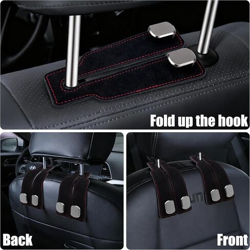 DF DUALFERV Purse Hook for Car, 5 Pack Black Metal Multifunctional Purse Holder for Car, Space-Saving Secure-Hold Premium Suede Hooks for Headrest, Ideal for Bag and Seat Organization in Saudi Arabia