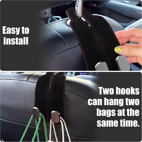 DF DUALFERV Purse Hook for Car, 5 Pack Black Metal Multifunctional Purse Holder for Car, Space-Saving Secure-Hold Premium Suede Hooks for Headrest, Ideal for Bag and Seat Organization in Saudi Arabia