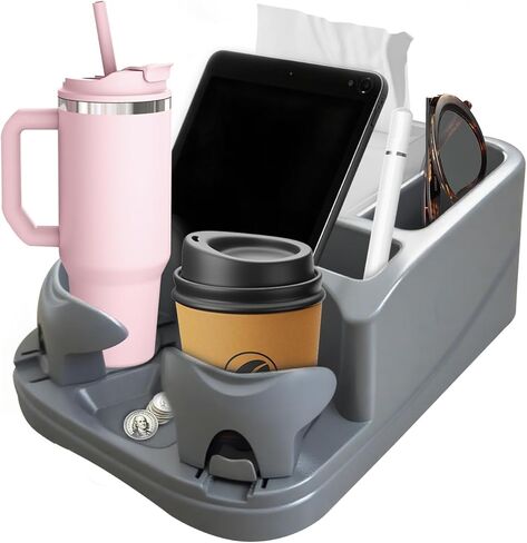 Car Center Console with Adjustable Cup Holders, Universal Center Console Organizer for Truck, Cars, Minivans, Suvs, Truck Floor Console, Bench Seat Center Console (Black) in Saudi Arabia